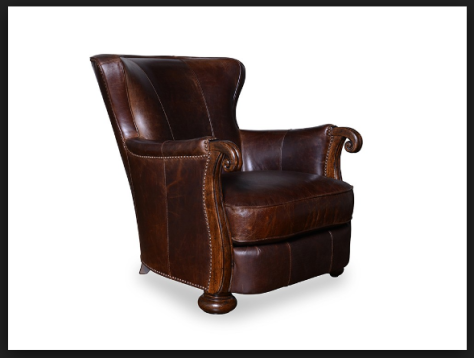leather armchair with wooden arms