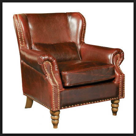 leather armchair with wooden legs