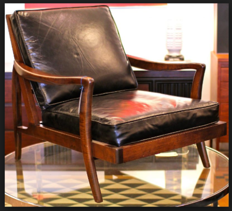 leather chairs with wooden arms size