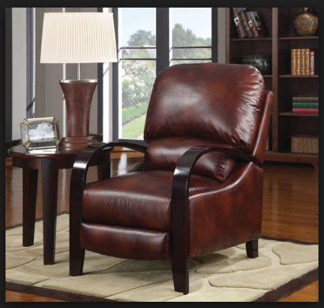 leather club chair with wood arms