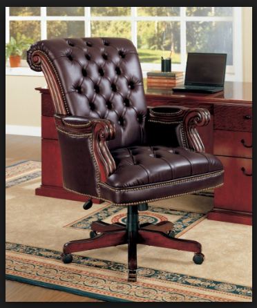 leather office chair with wood arms